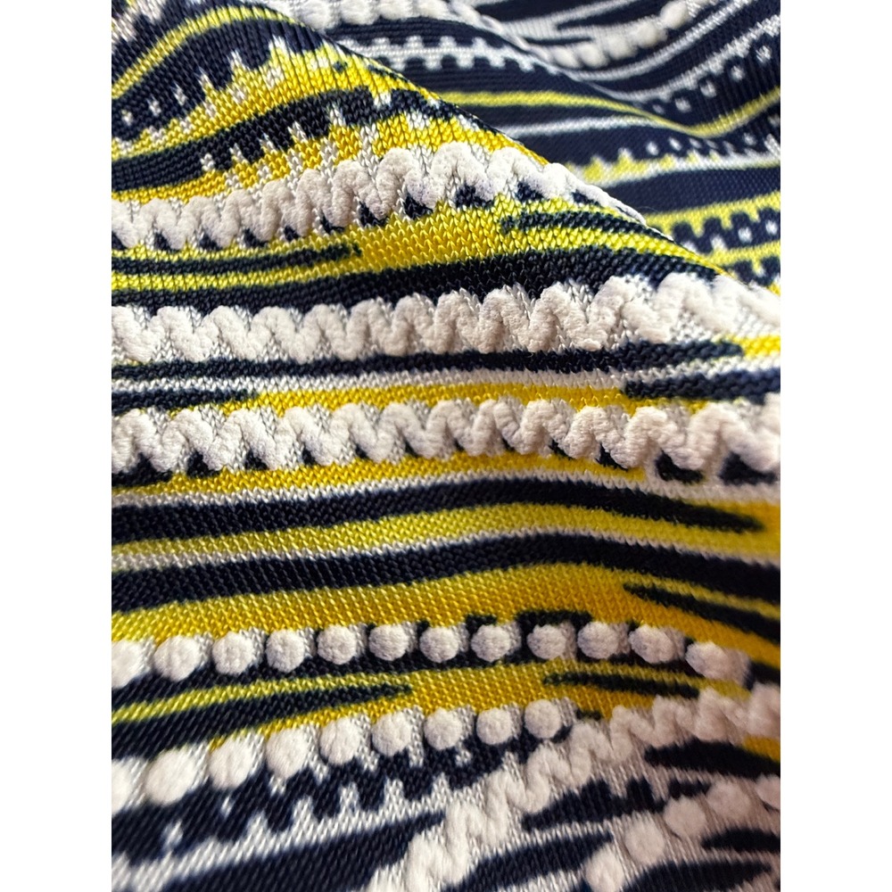 Rue Juju Womens Medium Yellow Black Wavy Stripe 3/4 Sleeve Sharkbite Tunic Top - Picture 6 of 7